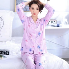 Осенние цветочные пижамы для женщин среднего возраста мягкий удобный хлопчатобумажный домашний костюм для женщин плюс размер Пижама размера XXXL Pijama Mujer