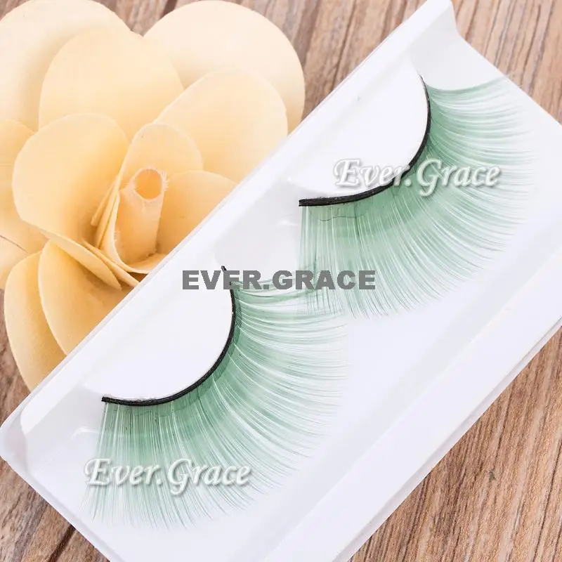 Green ICYCHEER 1 пара Новые Необычные мягкие перьевые накладные ресницы для макияжа Красочные ресницы для наращивания косметика - Цвет: Green