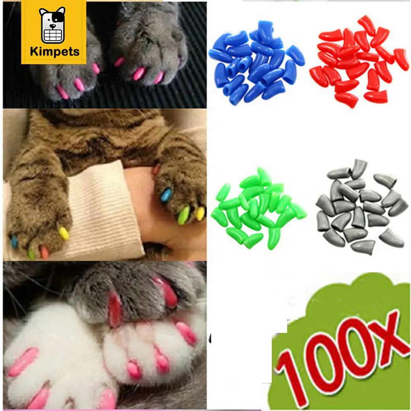 100 pcs 5 Bags Soft Nail Caps for Cats Pet Cat Nail Christmas Gift For