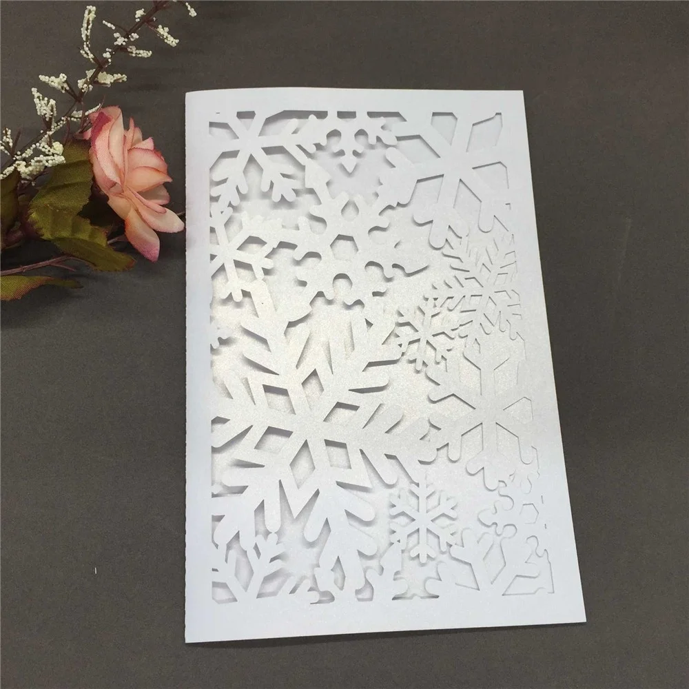  40 pcs/set Exquisite Romantic White Snowflake Carved Pattern Invitation Cards for Wedding & Party B - 32754884142