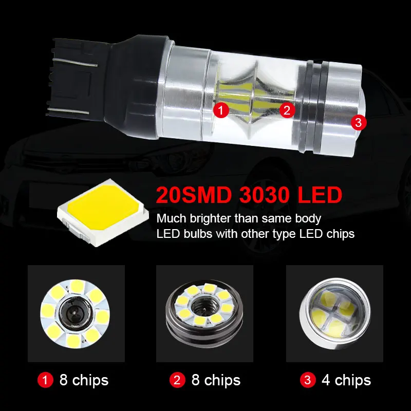 2X Красные мощные 100 Вт 3030 20SMD светодиодный 7443 T20 7444NA ные лампы для указателей