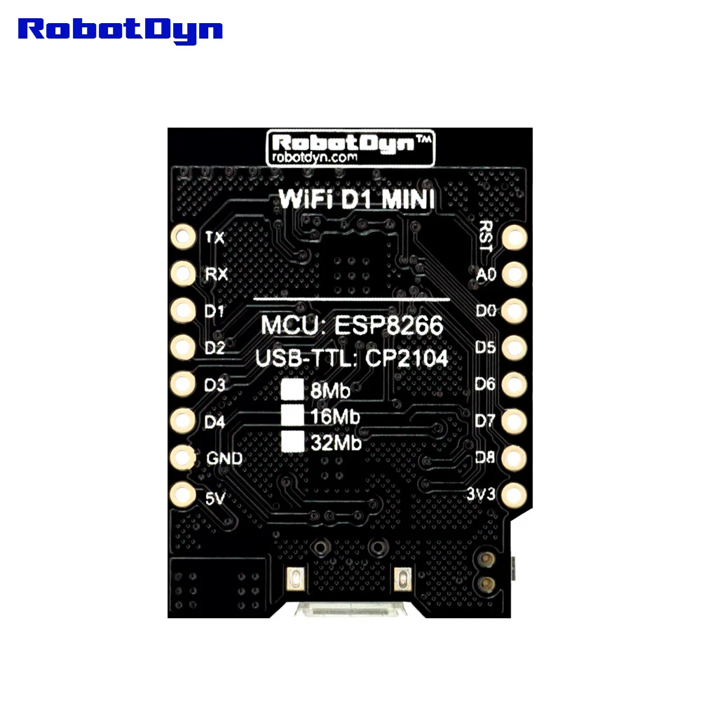 RobotDyn WiFi D1 mini PRO интеграция ESP8266 + 32 Мб флэш памяти и USB TTL CP2104|d1 mini|wemos d1 minimini pro |