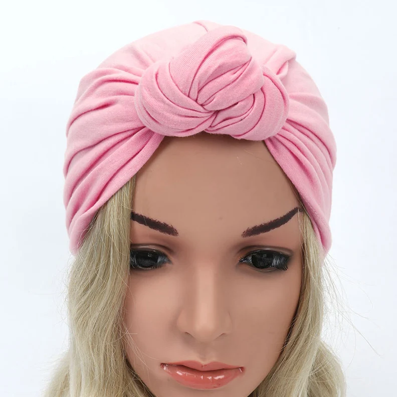

Women's and Children Knot Turban Hat, Mom and me Stretchy Cotton Cloche Cap hair accessory