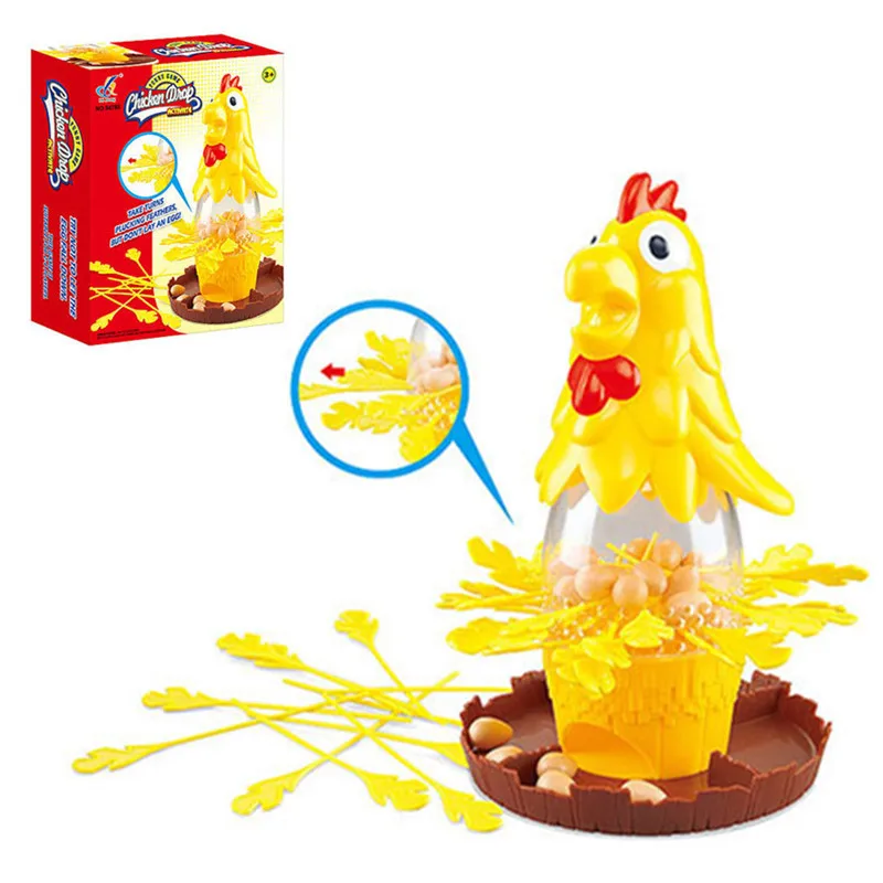 Funny Kids Chicken Drop Board Game Plunk the Feathers from the Chicken without Releasing the Eggs Interactive Toys for Children