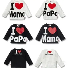 В розницу! «I love papa& mama»; футболки из хлопка для маленьких детей; футболки с длинными рукавами для мальчиков и девочек