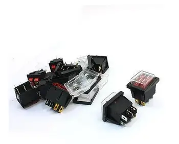 

Red Pilot Lamp 6Pin Dual SPST ON/OFF 2Position Rocker Switch w Cover 5Pcs