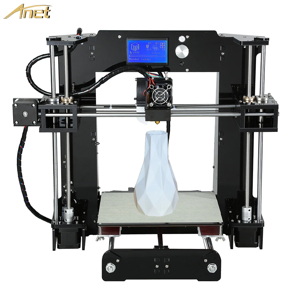  9 Rolls Filament 16GB SD Card Tools As Gift Aluminium Hotbed Anet A6 3D Printer DIY Kit Reprap Prusa i3 DIY Size220*220*250mm 