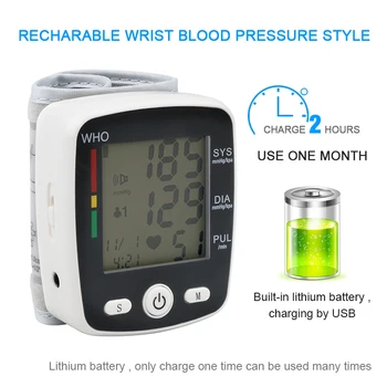 

Electric Rechargeable Health Care new tensiometro digital Blood Pressure Monitor Wrist tonometer Automatic Sphygmomanometer