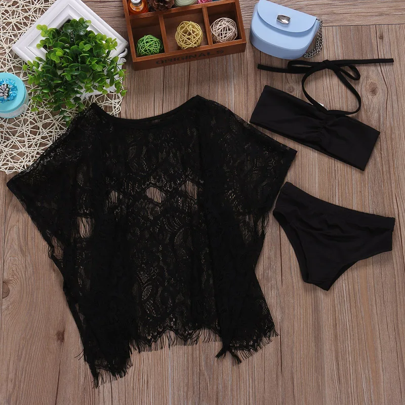 Girls Split Two Pieces Swimsuit with Cover up  (12)