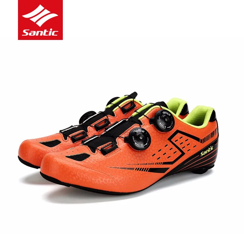 Santic Mens Breathable Carbon Fiber Bottom Cycling Shoes Ultralight Road Bike Shoes Auto-Locking Bi