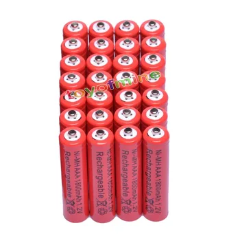 

28x AAA 1800mAh 3A 1.2 V Ni-MH Red Rechargeable Battery Cell for MP3 RC Toys