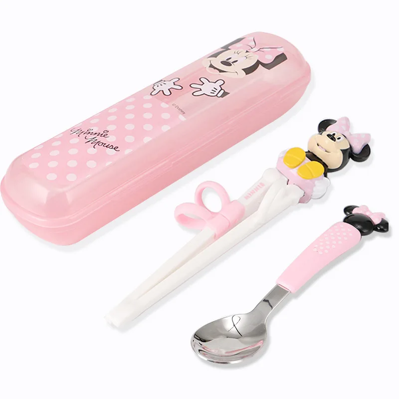 Prática de Aprendizagem das Crianças Disney Pauzinhos Treinamento Bebê Auxiliar Conjunto Garfo Colher Talheres 5 Cheap Utensílios