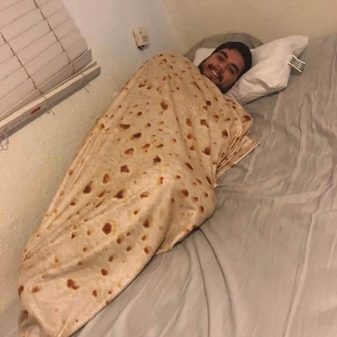 Флисовое одеяло Tortilla мягкое с принтом de Harina Burrito круглой и квадратной формы
