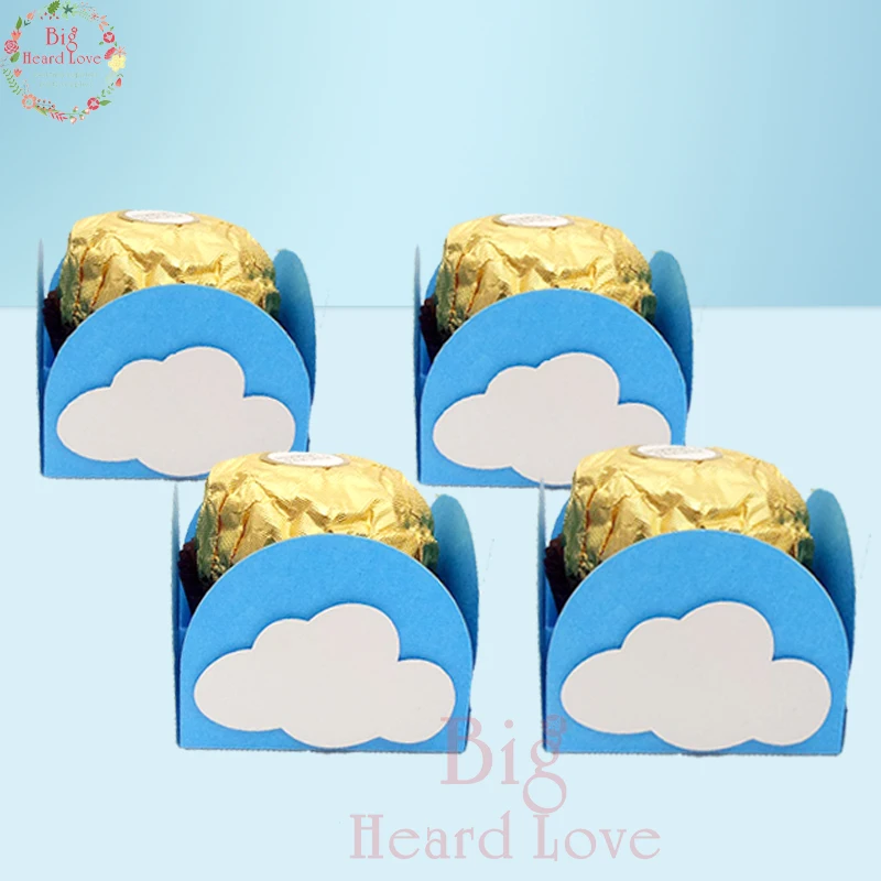 

50pcs/lot Blue Cloud Candy Box Bar Chocolate Bar Baby Shower Party Candy Wrappers Kids Birthday Party Decoration and Supplies