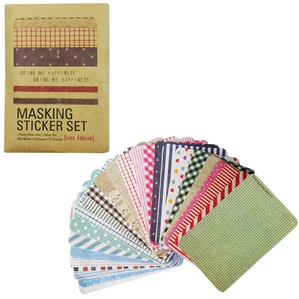 27 Sheets Korea Pretty Sticker , Cute Masking Sticker Set - Sticker Paper Colorful Paper Tape