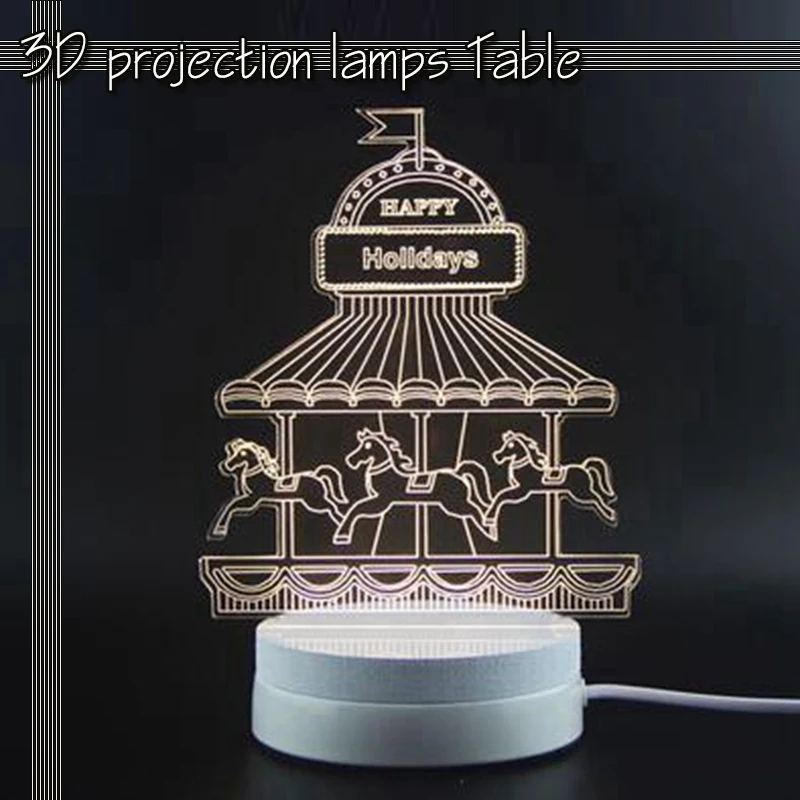 

Carousel stereoscopic 3D cartoon lamp night light bedside lamp creative LED lamp decoration