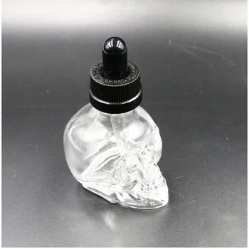 

15pcs 30ml Skull Clear Glass Dropper Bottles Essential Oil Container E Liquid Empty bottle clear glass with child Proof S033B