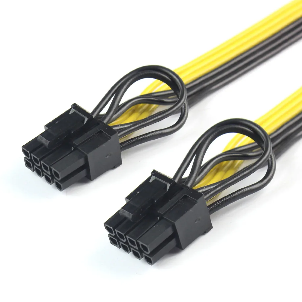 CPU 8Pin to Graphics Video Card Double PCI-E PCIe 8Pin ( 6Pin + 2Pin ) Power Supply Splitter Cable Cord 18AWG Wire 20cm F19802 