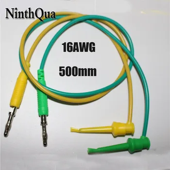 

5pcs 500mm multimeter pen extension test hook clip with 4mm banana plug 0.5 metre 16 AWG silicone cable 30VDC-60VAC /Max.15A