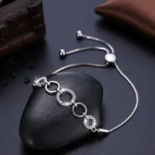 INALIS Простые Модные Кристаллы от Swarovski Круглый Круг 925 пробы серебряные хрустальные Браслеты Регулируемая длина женский браслет