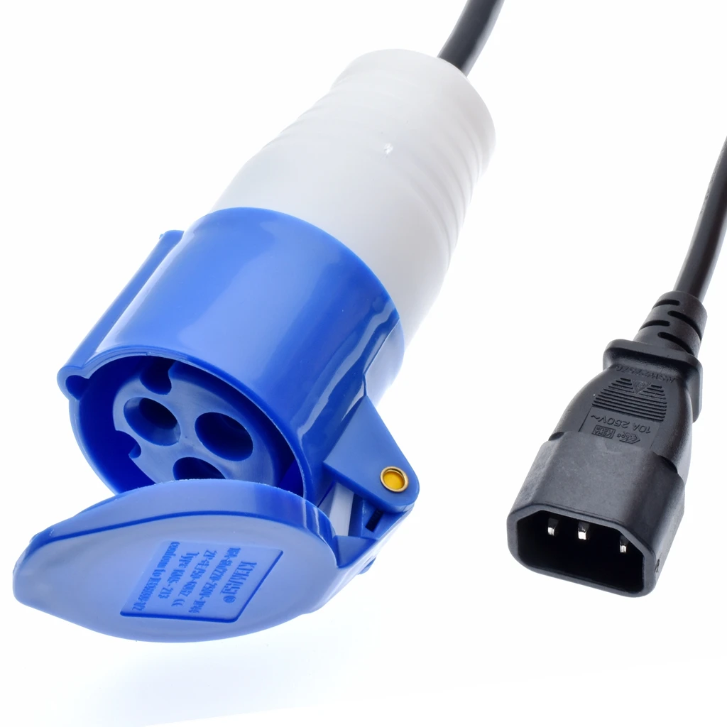 

IEC 320 C14 Plug to IEC309 332C6 Power Cords, 16 Amps, 250V, H05VV-F 1.5mm Cable,332P6 inlet to plug into an C13 receptacle