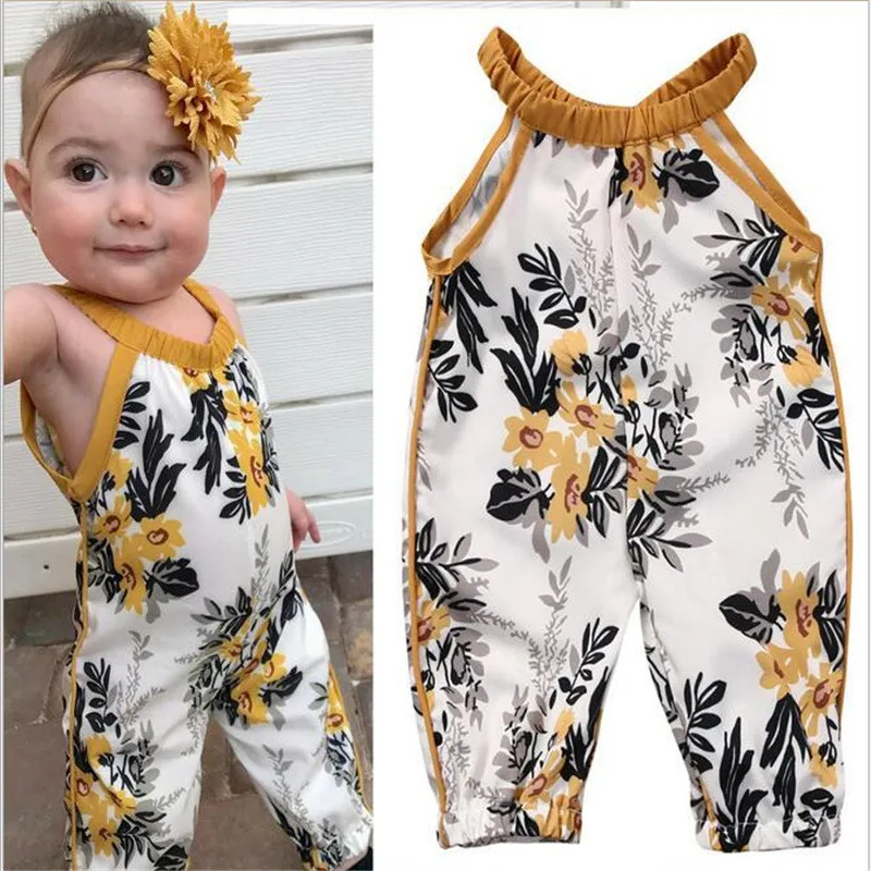 

Newborn Baby Girls Floral Romper Halter Jumpsuit Harem Pants Outfits Clothes baby clothes baby girl rompers 2018