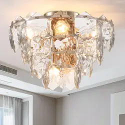 Современный Хрустальные светильники потолочные минималистский декоративный кристалл поверхностного монтажа лампы кафе столовая спальня