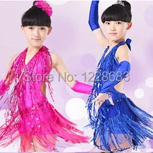 Новейшие блесток Ленточки бахрома Костюмы для латиноамериканских танцев платье для танцев для Обувь для девочек ча-ча/Samba/Румба/Salsa/танго платье для костюмы для бальных танцев Танцы