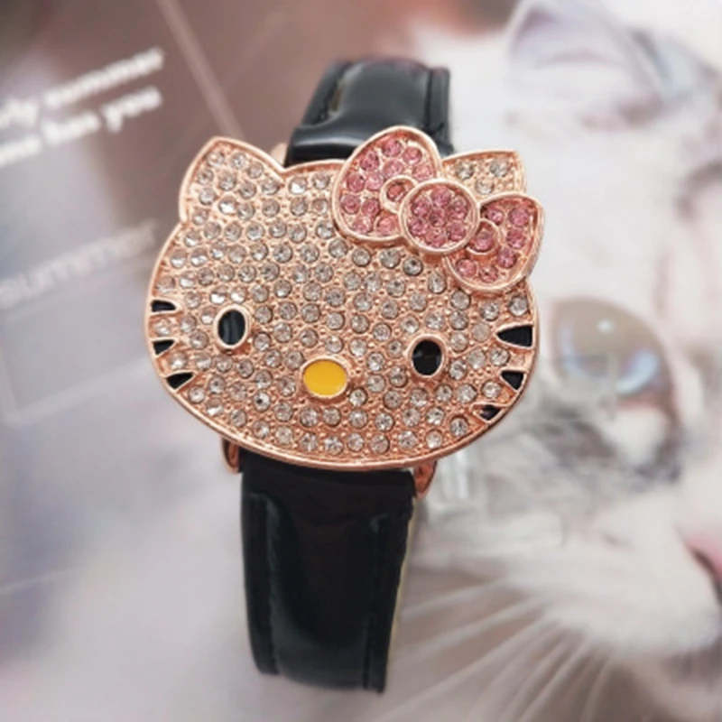 Hot Sales Cute Leather Hello Kitty Watch Children Girls Women Crystal Dress Quartz Wristwatch Relojes Hot Sales Cute Leather Hello Kitty Watch Children Girls Women Crystal Dress Quartz Wristwatch Relojes