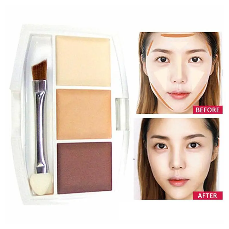 

New Women Cosmetic Professional Neutral Face Cream Makeup Concealer Palette Three-color Synod Shadow Paste Concealer Highlight