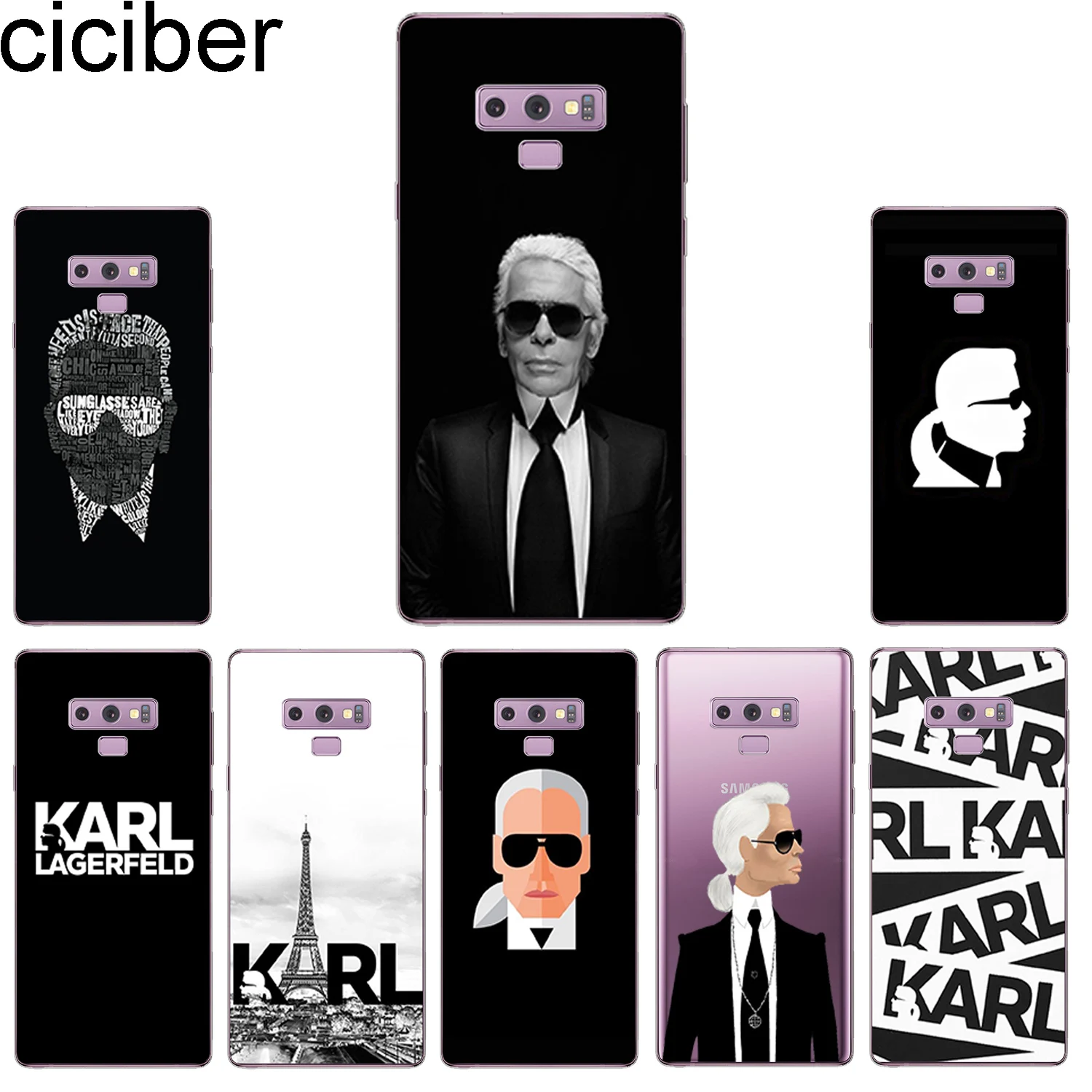 

ciciber Phone Case for Samsung Galaxy Note 9 8 5 4 3 Note9 Soft TPU Back Cover for Samsung C9 C8 C7 C5 Pro Funda Karl Lagerfeld