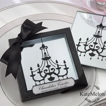 

2pcs/set Wedding Gifts Souvenirs for Guest Mirror Glass Coaster Tablemat Cup Mat Party Favor W7274