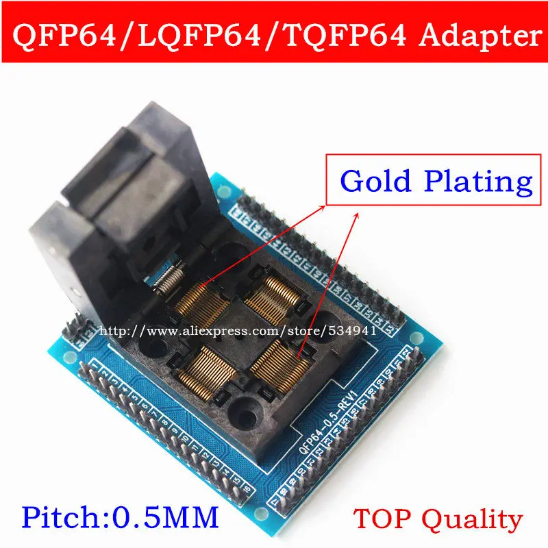 QFP64 TQFP64 LQFP64 гнездо адаптера IC тестовая розетка горение 0,5 м программист STM32 QFP64 разъем