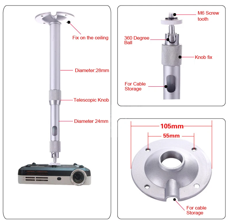BYINTEK Mini Ceiling Mount Bracket 20cm a