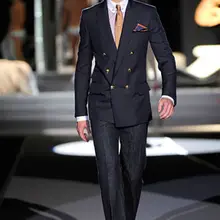 Черные двойные приталенные пиджаки, красивые смокинги, приталенный костюм, Masculino, новейший дизайн на заказ(пиджак+ штаны+ галстук+ носовые платки