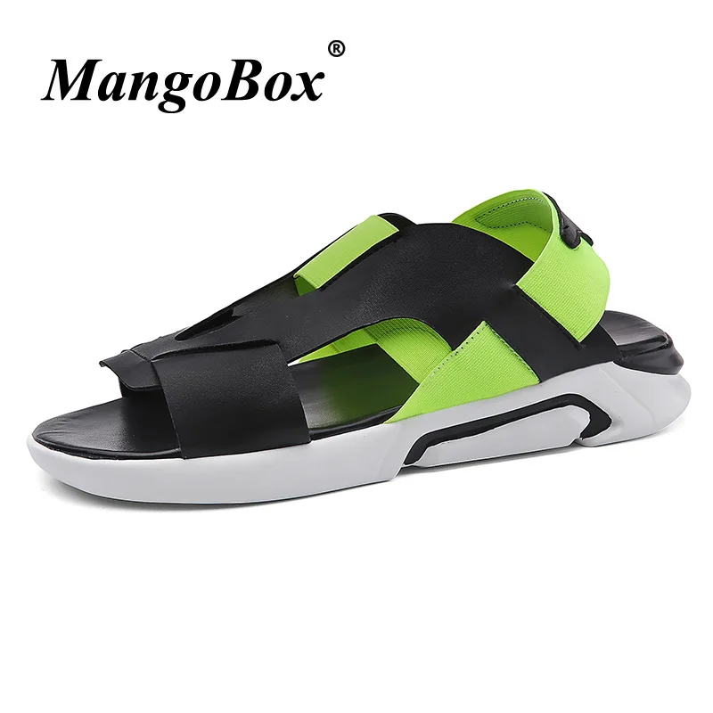 

Luxury Brand Men Summer Shoes Breathable Black Green Flat Sandals For Men Slip On Men Shoes Beach Mens Slippers Outdoor Fashion
