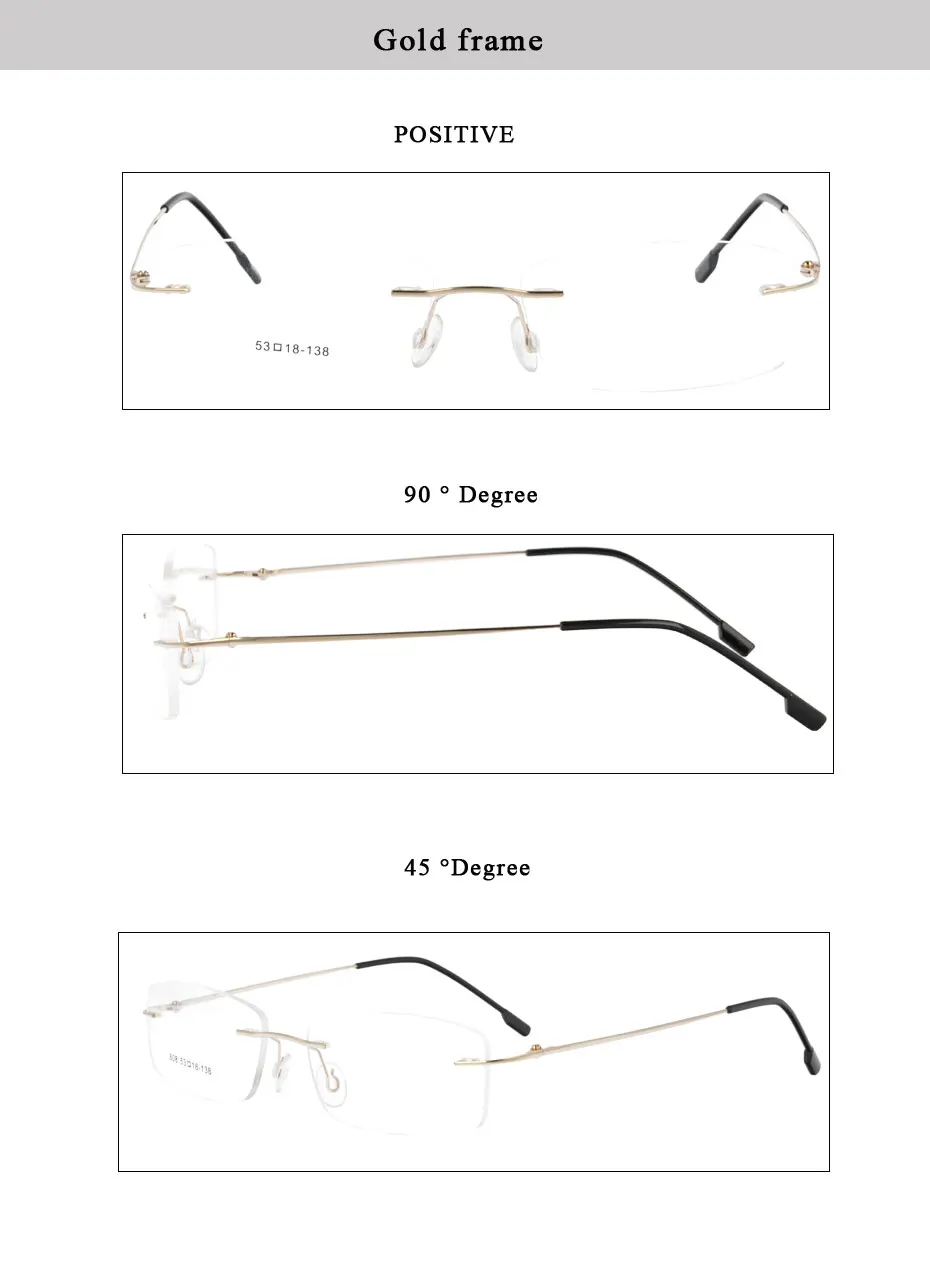 Без оправы с эффектом памяти металлических петлях оптическая оправа для очков очки 50 шт./лот 808