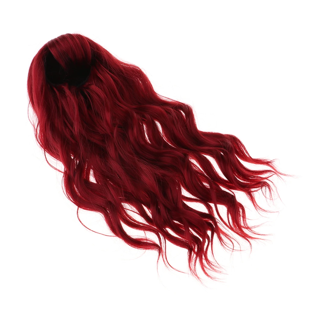 1/3 BJD Doll Curly Hair with Bangs for Girl Doll DIY Accessory Wine Red