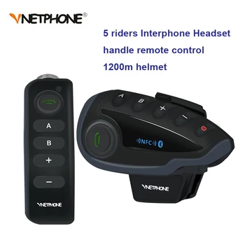

New V8 1200M BT Bluetooth Motorcycle Helmet Intercom for 5 Riders Interphone Headset NFC/Telecontrol Remote Controlwith FMradio