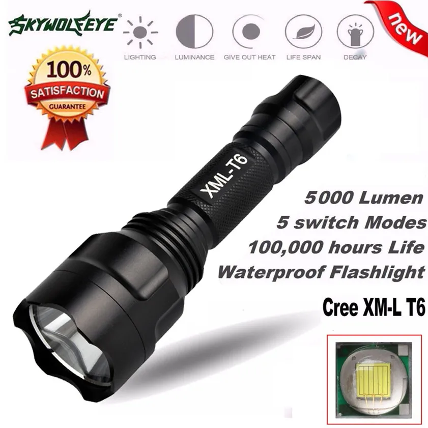 Светодиодный фонарик 18650 C8 CREE XM L T6 5 режимов высокое качество|lamp pillar|lamp garden lightlight