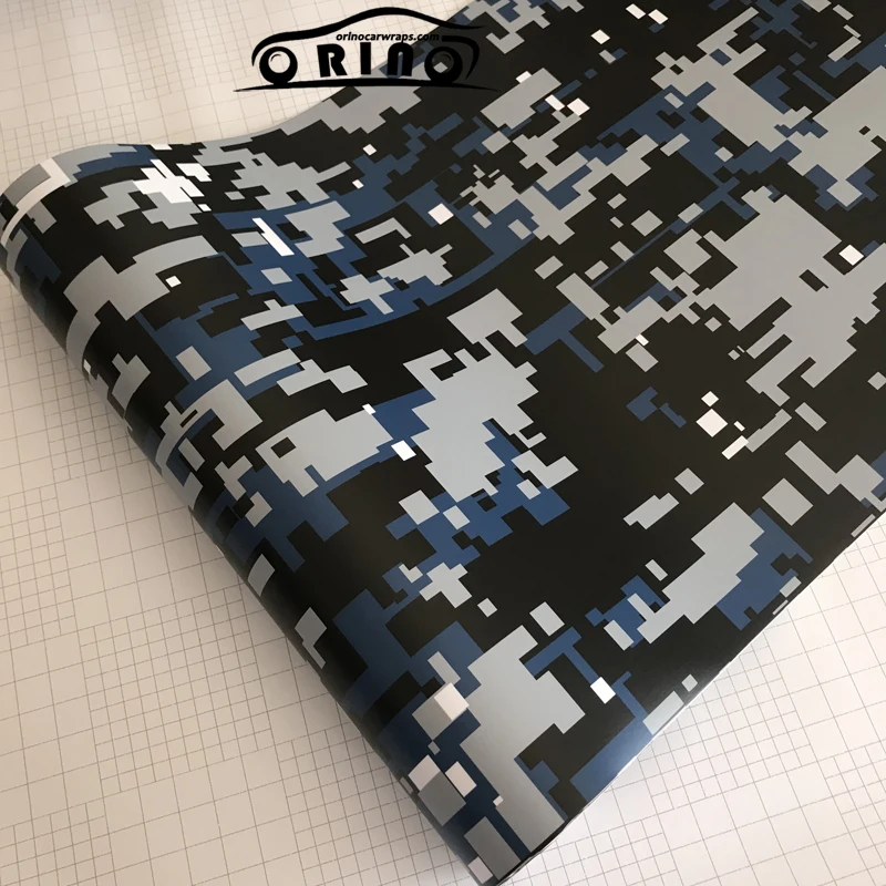 Black Blue Digital Camouflage Vinyl Film-6