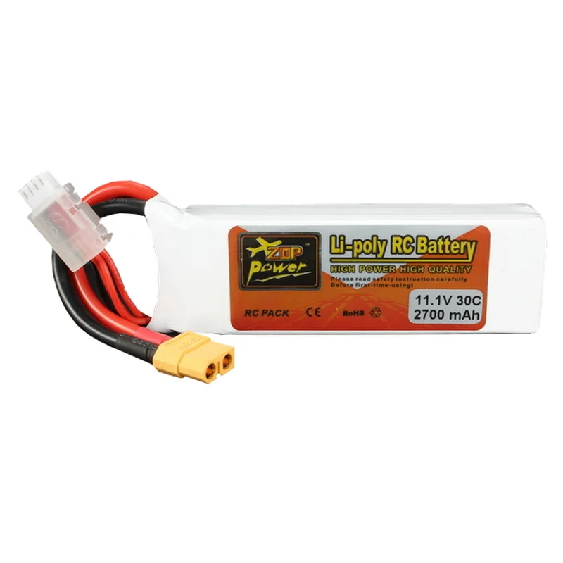 

2PCS ZOP Power 11.1V 2700mAh 3S 30C Lipo Battery XT60 Plug for RC Drone FPV Quadcopter High Quality Accs
