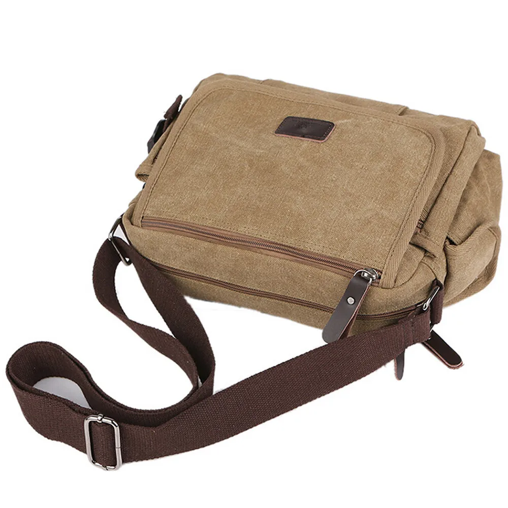 Aelicy Canvas Leather Crossbody Bag Men Military Army Vintage Messenger Bags Shoulder Bag Casual Travel school Bags