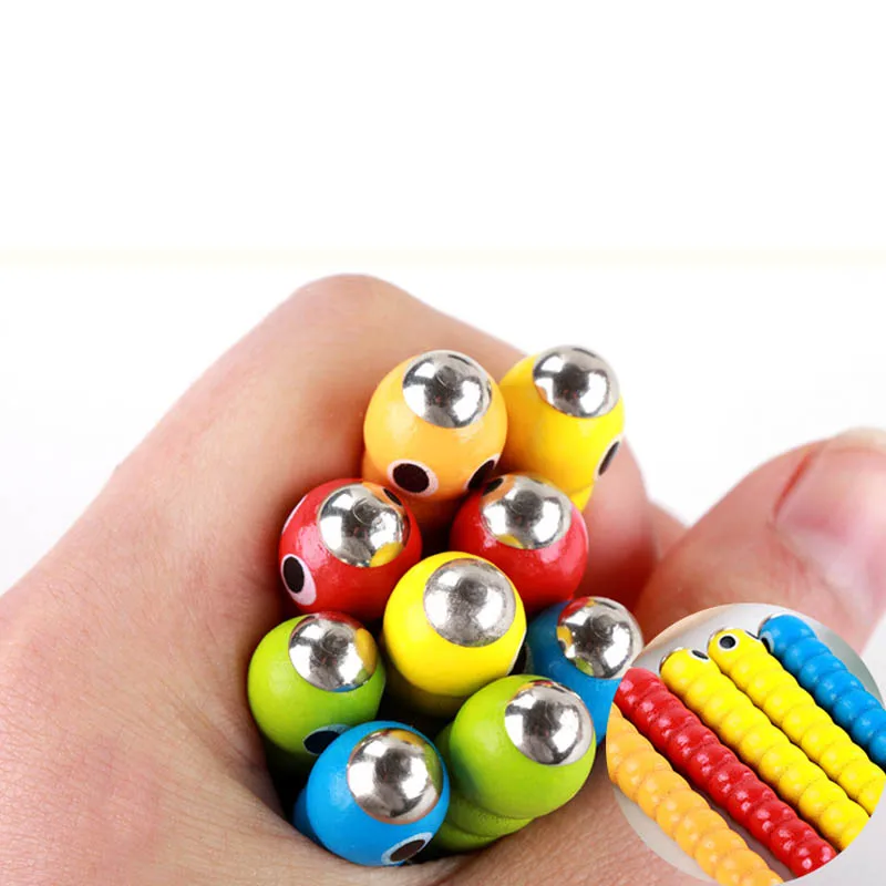 

New 10Pcs Insects Basic Educational Development Wooden Magnetic Catch Insects Game Toys Kids Children Montessori Educational Toy