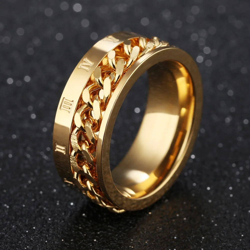 Мужское кольцо с римскими цифрами ширина 8 мм GJ570|ring for|spinner ringrings for men |