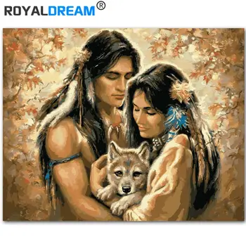 

ROYALDREAM Wolf Couple And Wolf DIY Painting By Numbers Kits Coloring Paint By Numbers Modern Wall Art Picture Gift