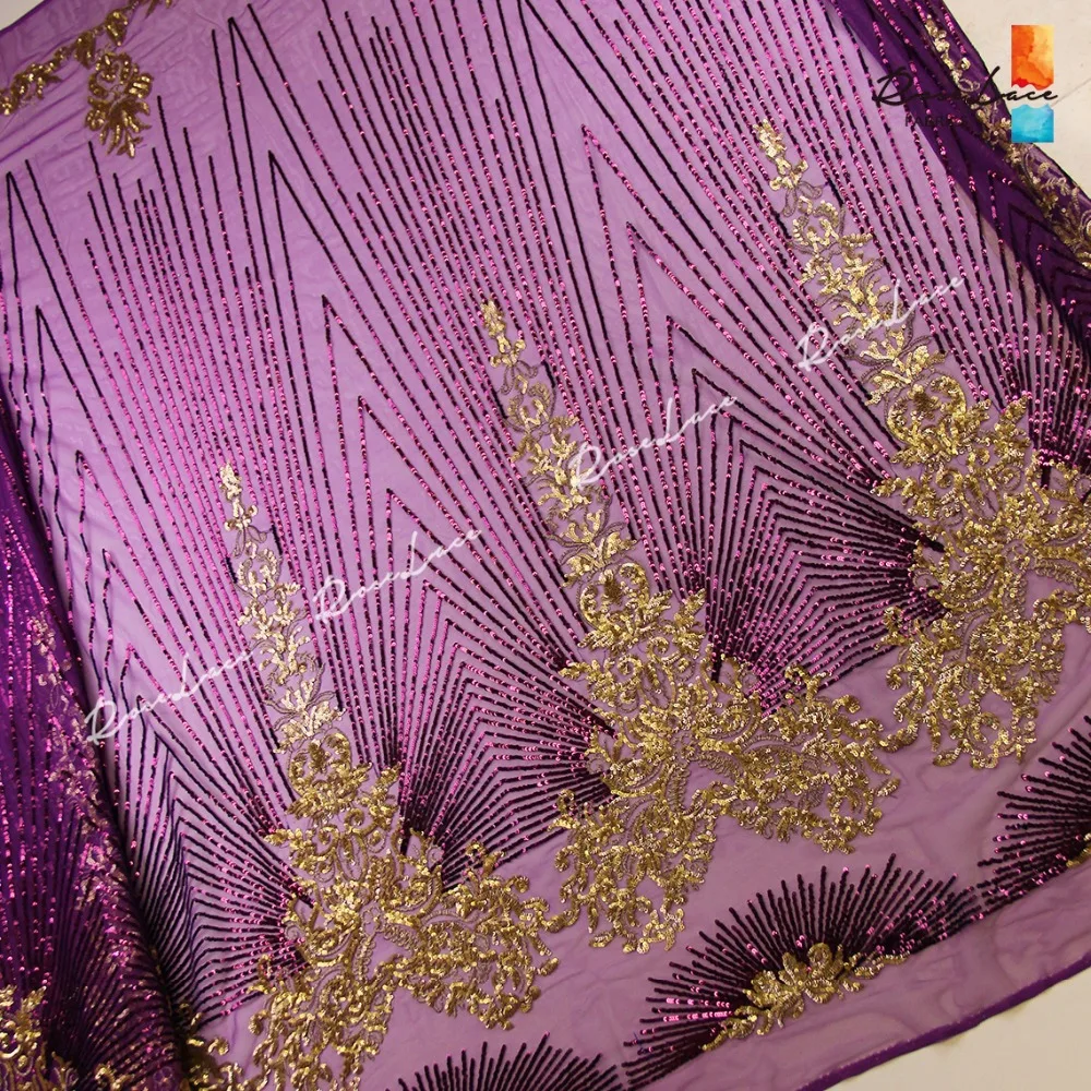 

Purple African Swiss Voile Tulle Lace With Sequins 2017 New Nigeria Gold Sequined Mesh Lace For Indian Wedding Dresses Fabrics
