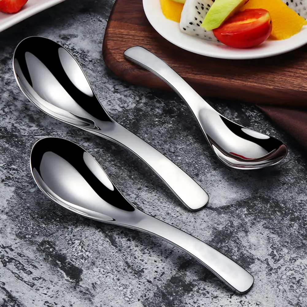 

HOT SALE Stainless Steel Dinner Children Adult Deepen Thickened Large Capacity Dressert Soup Spoon Dinnerware Kitchen Restaurant