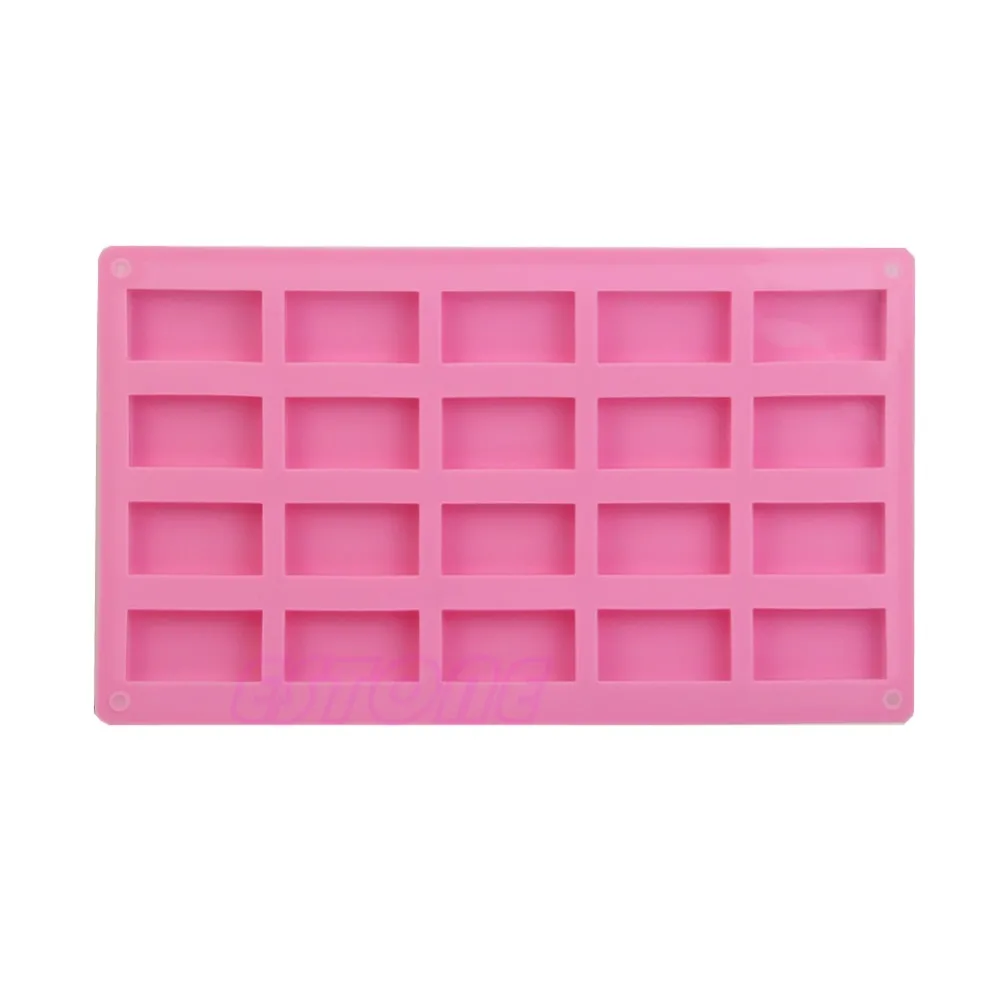 

20-Cavity Plain Rectangle Soap Silicone Mold Fondant Cake Decorating Tools Ice Chocolate Rectangle Mould Tray for Homemad