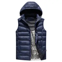 2018 зима 5xl мужская теплая куртка без рукавов с капюшоном повседневное пальто моющийся Электрический Подогрев хлопок-мягкий жилет мужской